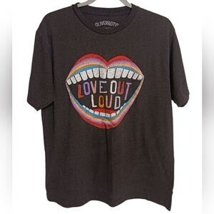 WOMEN'S DARK GRAY OLIVER & OTIS LOVE OUT LOUD GRAPHIC TEE SIZE LARGE